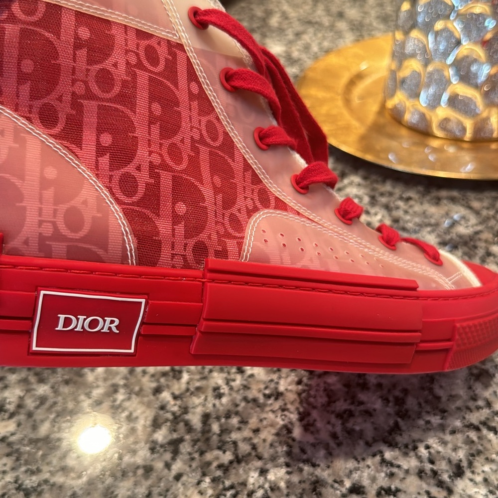 Dior Red Sneakers with Iconic Monogram